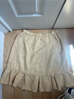J. Jill Cream Textured Ruffle Hem Midi Skirt